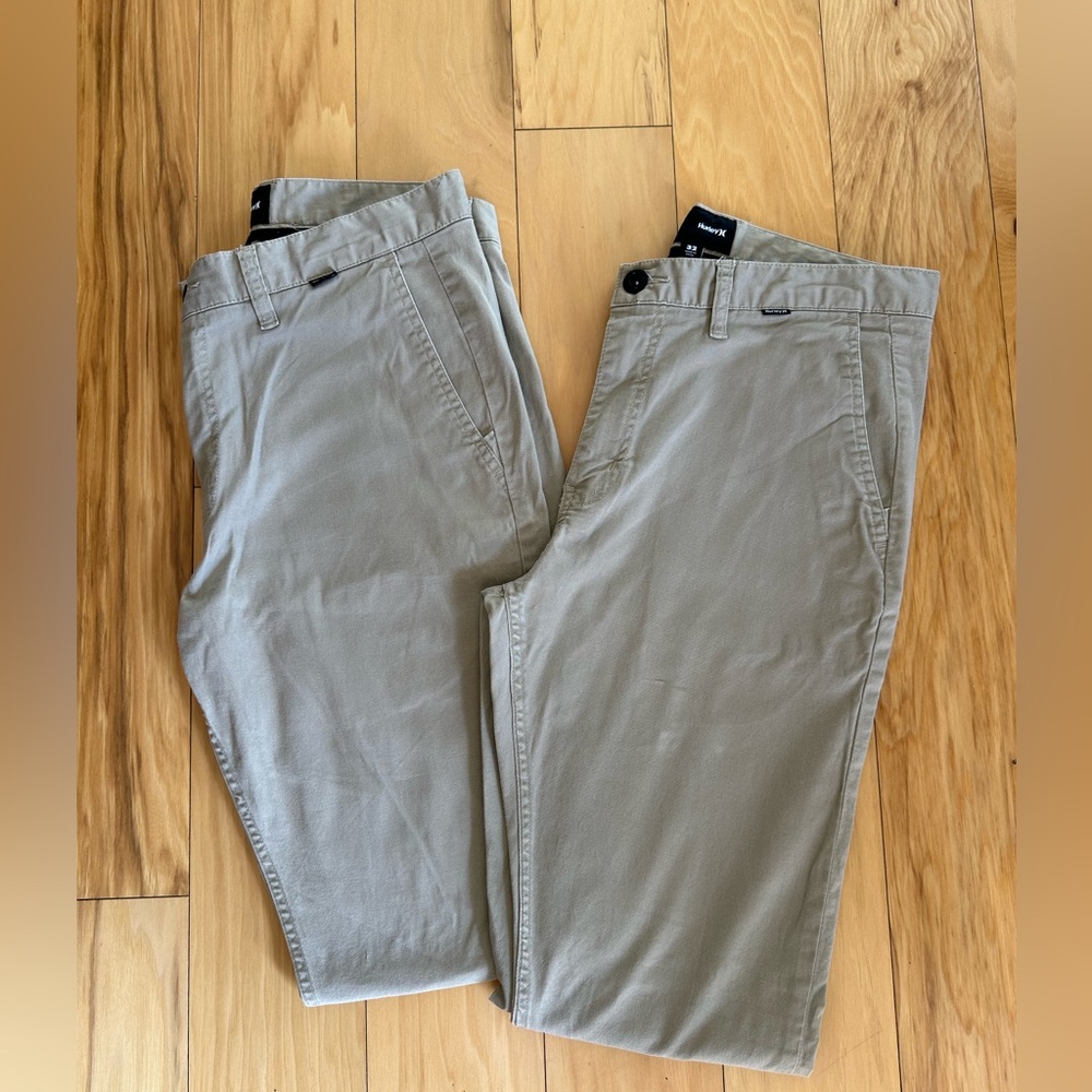 2 pairs MEN’S HURLEY CHINO Flat front pants men’s 32 x 32